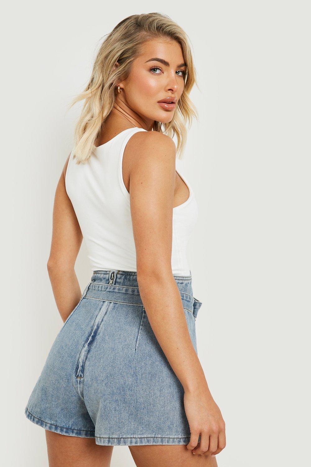 Tailored denim hot sale shorts